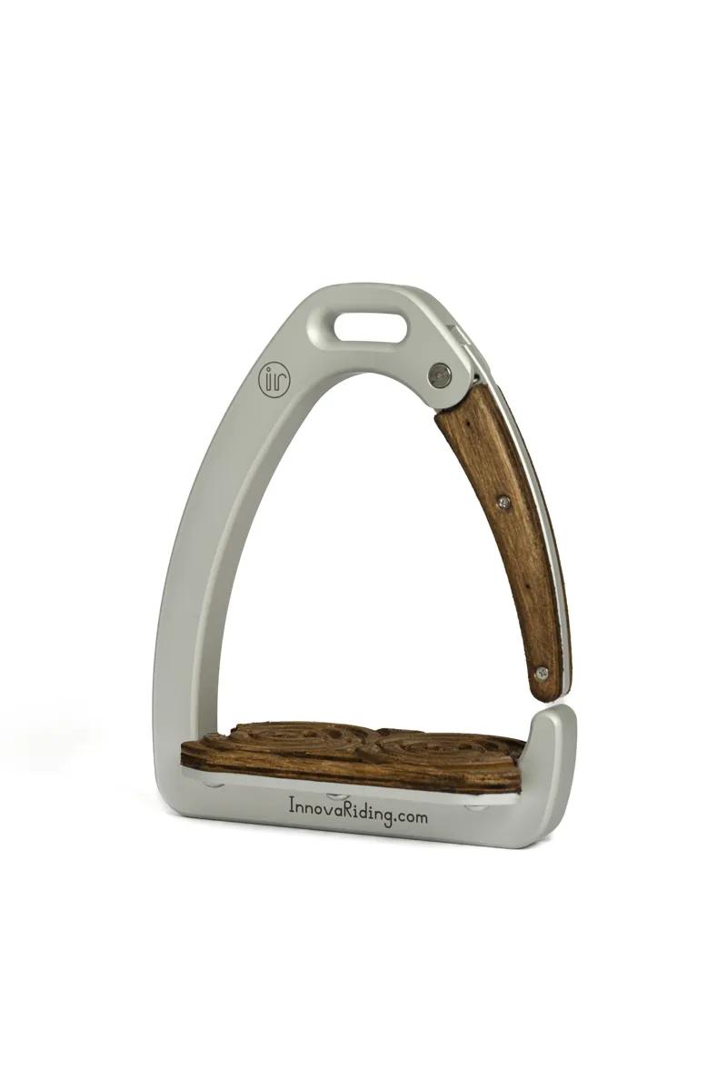 Innova Riding Aria Safety Stirrups - Silver/Dark Wood